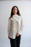 Stay in Vogue Asymmetric Button Down White Blouse