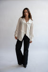 Stay in Vogue Asymmetric Button Down White Blouse