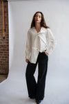 Stay in Vogue Asymmetric Button Down White Blouse