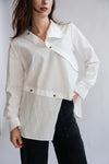 Stay in Vogue Asymmetric Button Down White Blouse