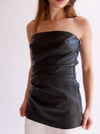 Roma Strapless Vegan Leather Top in Black